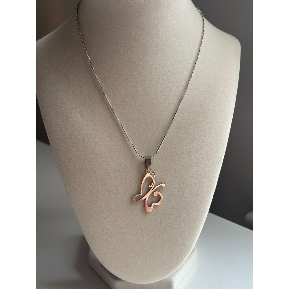Butterfly Necklace Stainless Steel Minimal Pendant Dainty Gift Jewelry - Picture 6 of 7
